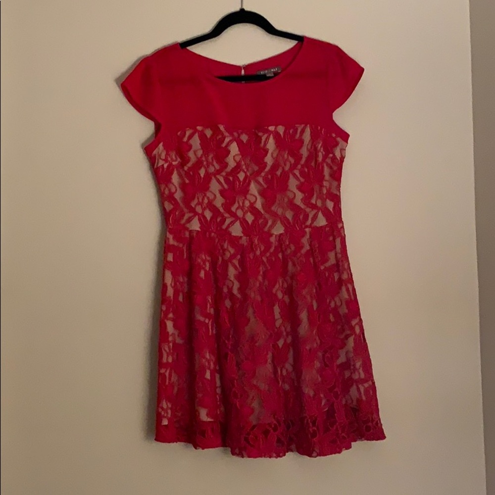 Red Lace fit and flare dress
